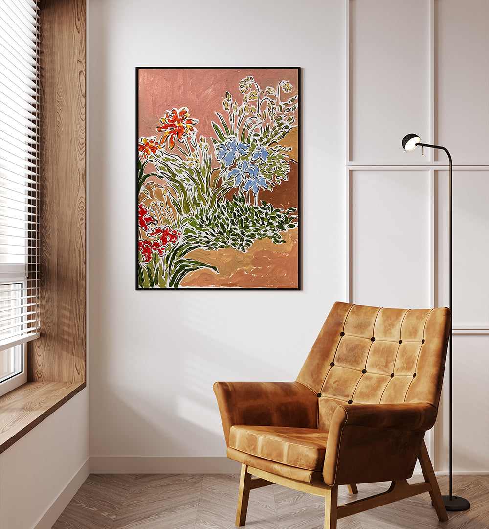 GARDEN CORNER , FLORAL FLOWER PAINTINGS