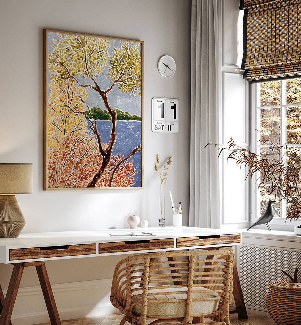AUTUMN BY THE LAKE , FLORAL FLOWER PAINTINGS