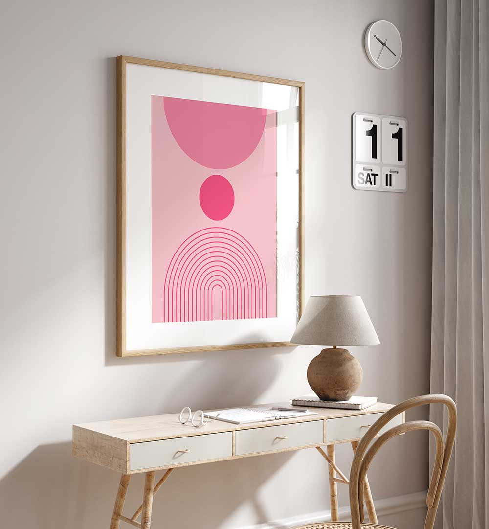 BAUHAUS BOHO PINK I ,BOHO ART PAINTINGS