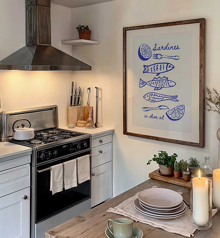 SARDINES IN OLIVE OIL BLUE , BAR & CAFE ART