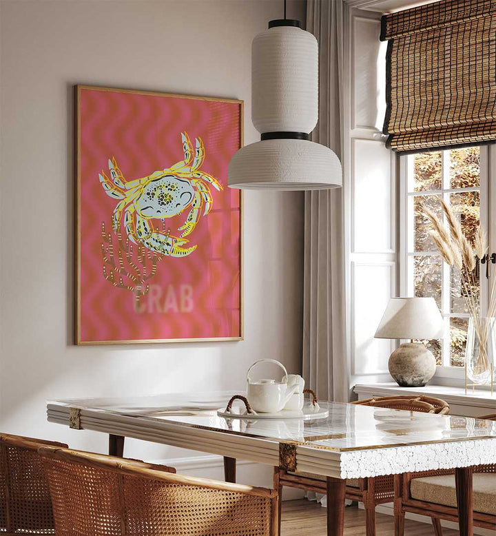 Brighten your space with SEA LIFE JOY I, BEACH PAINTINGS, showcasing a vibrant crab art piece perfect for ocean lovers.