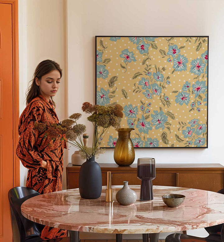 Elegant room featuring the FLORAL HERITAGE BOUQUET II, PATTERN ART PRINTS, enhancing the space with nature-inspired beauty.