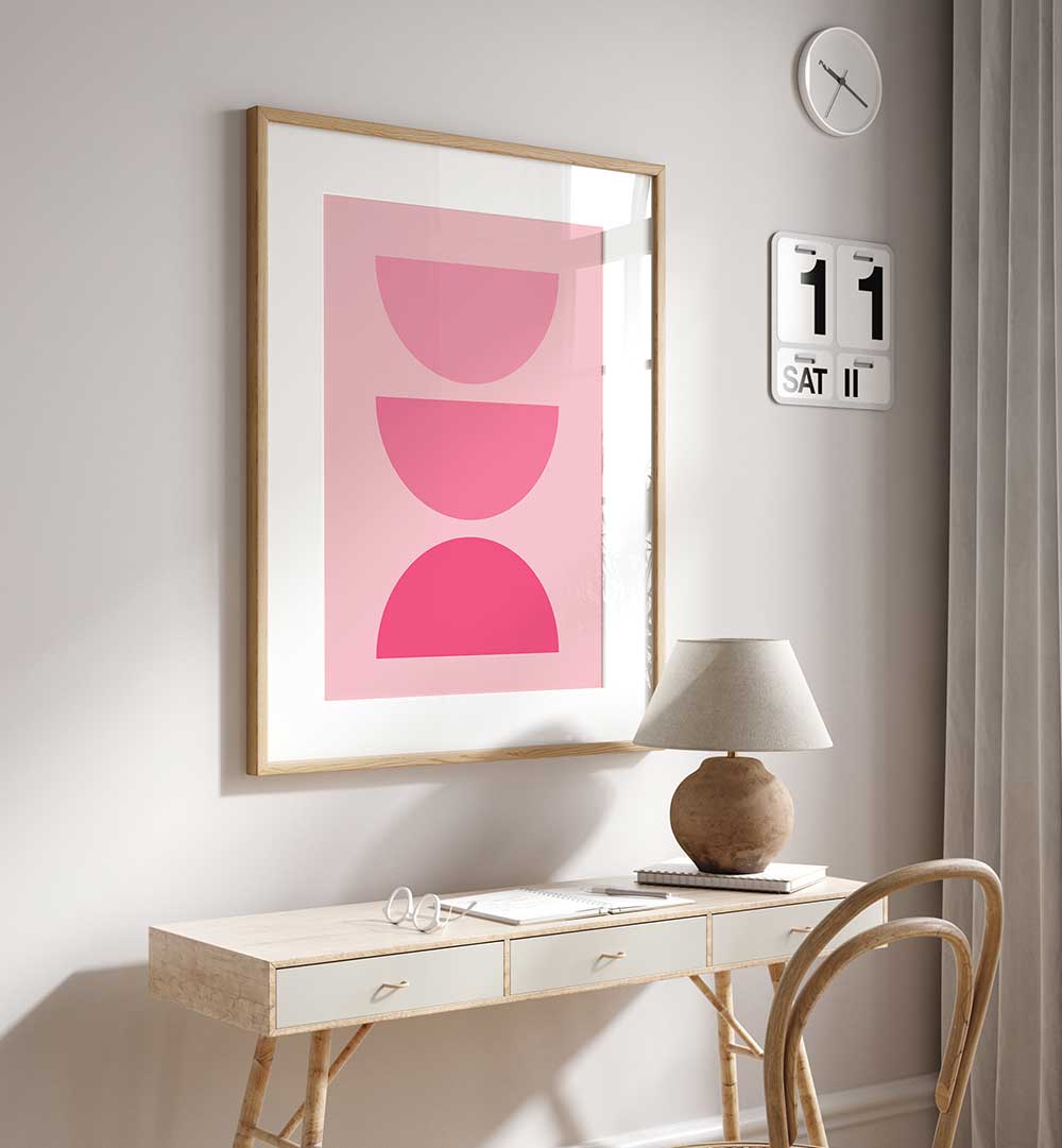 BAUHAUS BOHO PINK VI , GEOMETRIC ART PRINTS