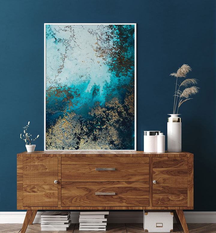 Vibrant Abstract Clear Waters painting, showcasing tranquil colors perfect for art lovers and modern decor.