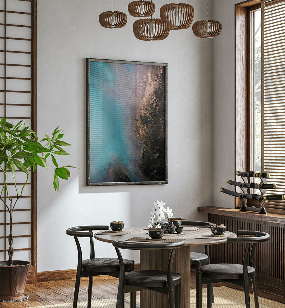 Elevate your decor with REFLECTIVE - SUNDOWN, ABSTRACT PAINTINGS, featuring vibrant hues and fluid forms.