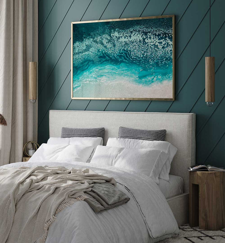 Enhance your decor with BLUE AQUA FLOATING, ABSTRACT PAINTINGS, blending vibrant colors for a serene atmosphere.