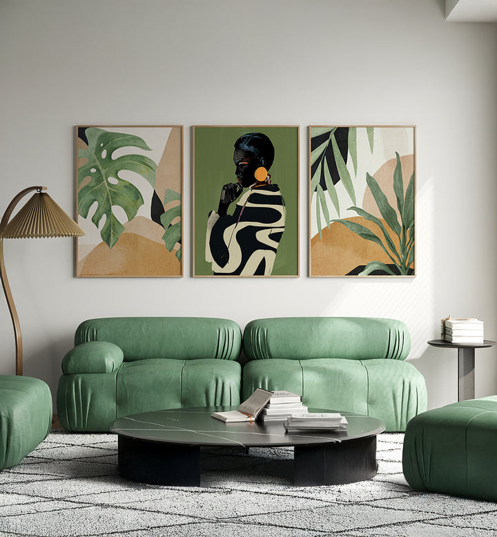 JUNGLE MUSE SET , SET OF 3 PAINTINGS