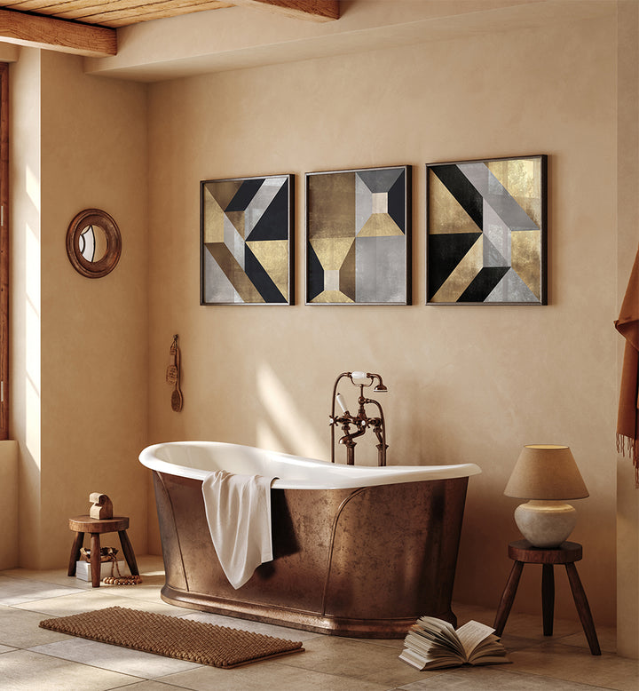 GOLDEN COMPASS SERIES , SET OF 3 PAINTINGS