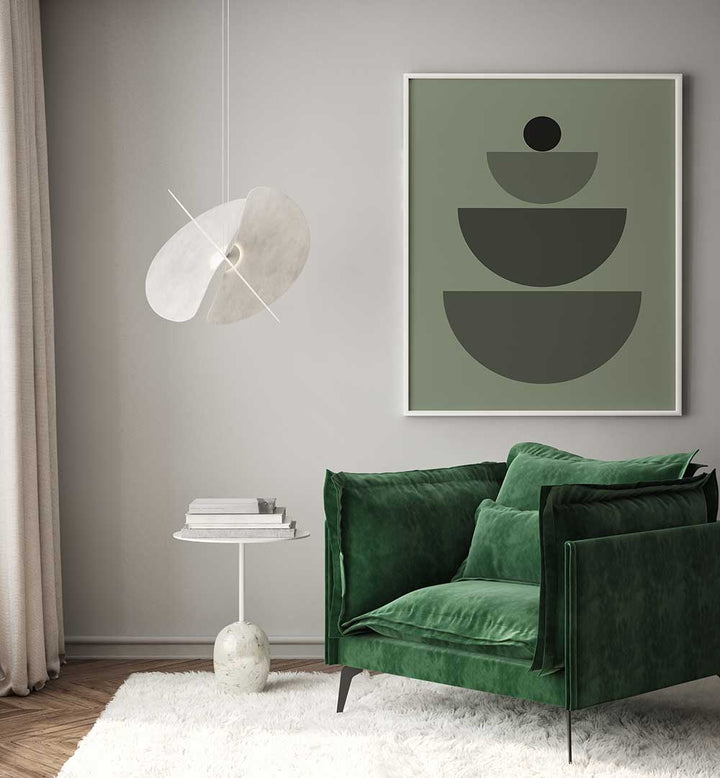 BAUHAUS BOHO SAAGE GREEN IV , BOHO ART PAINTINGS
