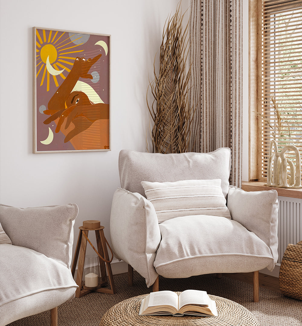 THE MOON DANCES WITH ME , BOHO ART PAINTINGS