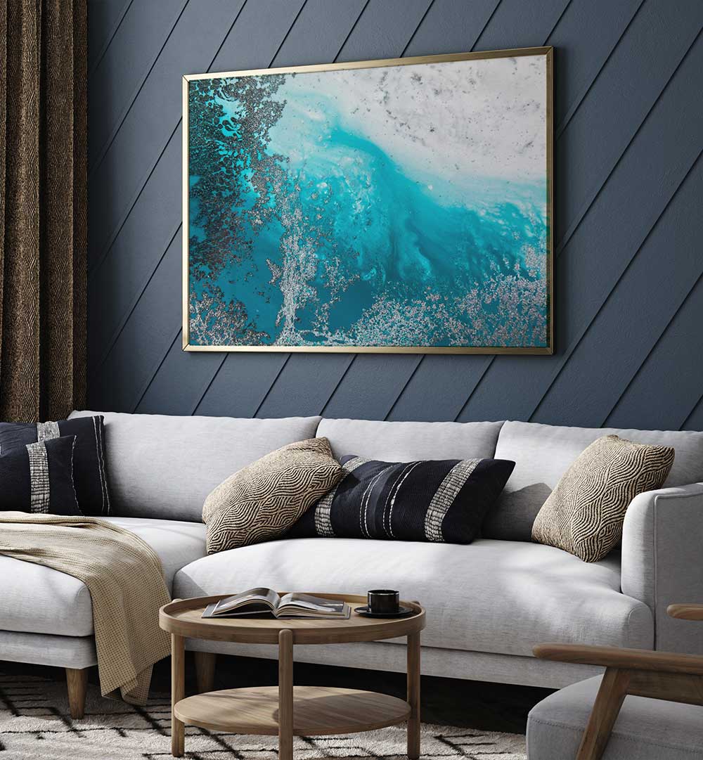 Transform your space with TURQUOISE WATERS, ABSTRACT PAINTINGS, showcasing vibrant hues and serene water essence.