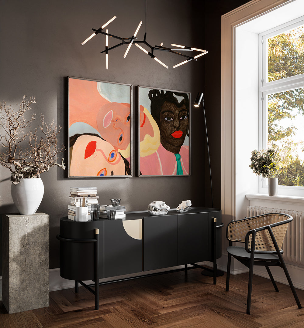 IN CONVERSATION , SET OF 2 PAINTINGS