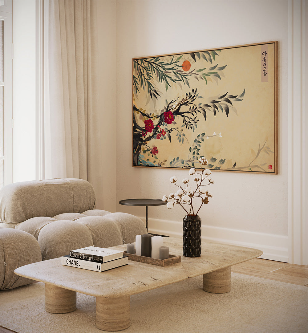 JOSEON ERA STYLE MINIMALISTIC PAINTING , FLORAL FLOWER PAINTINGS