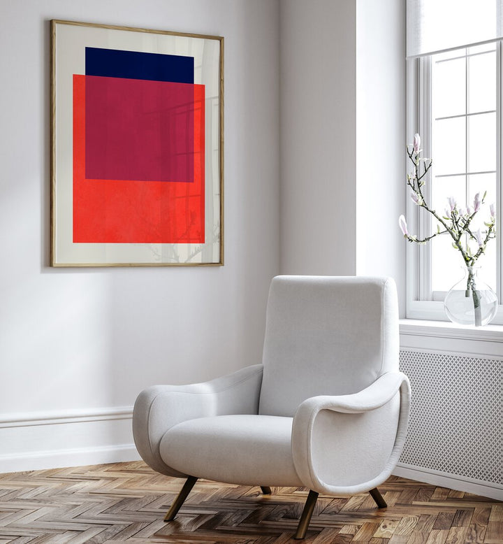 Vibrant COLORFUL OVERLAY IV, GEOMETRIC ART PRINTS displayed in a stylish room, perfect for creative projects.
