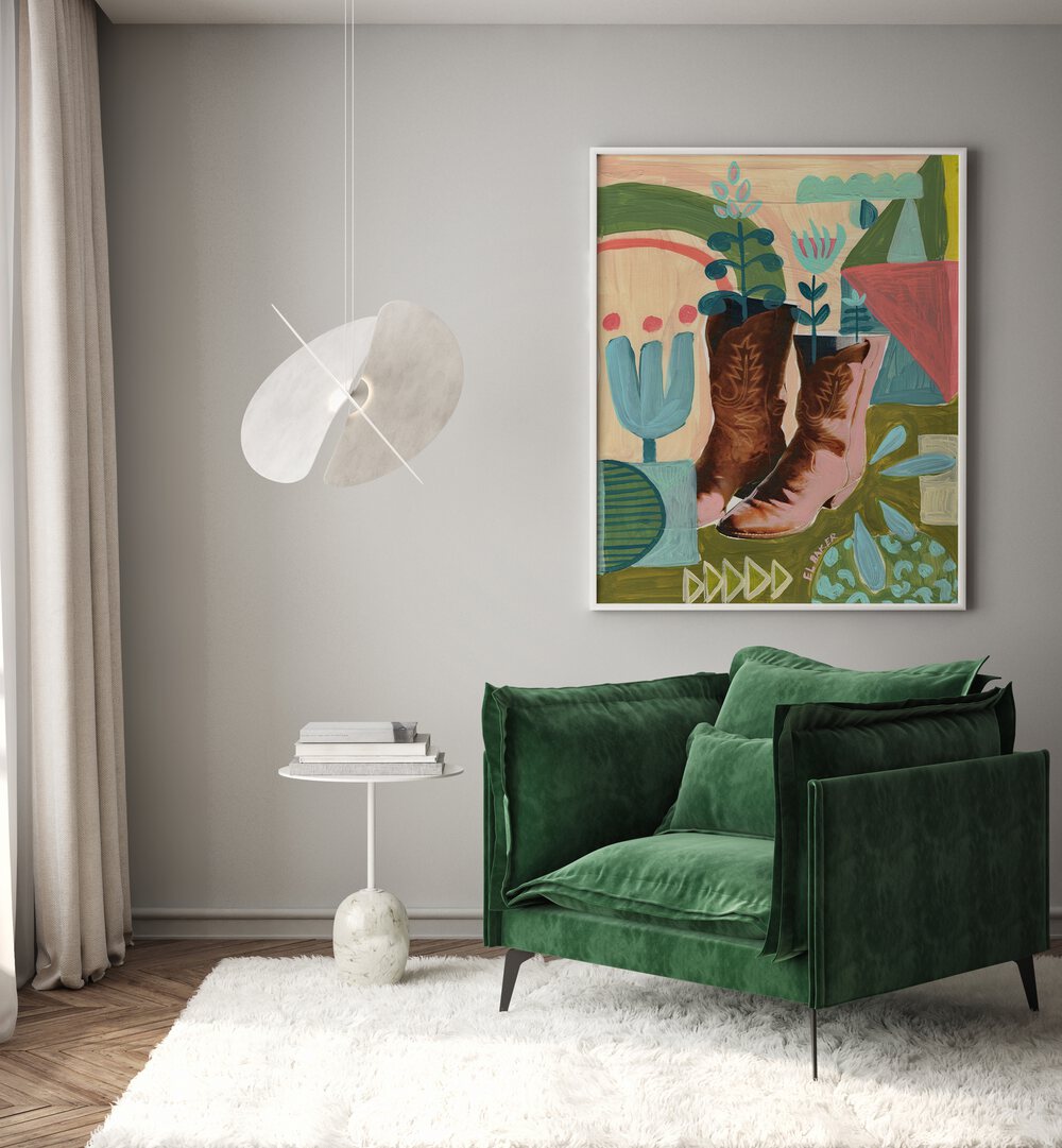 BLOOMING BOOTS , COWBOY & MODERN AMERICANA PAINTINGS