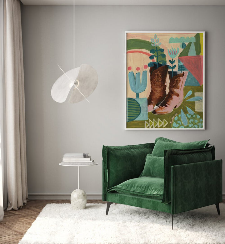 BLOOMING BOOTS , COWBOY & MODERN AMERICANA PAINTINGS