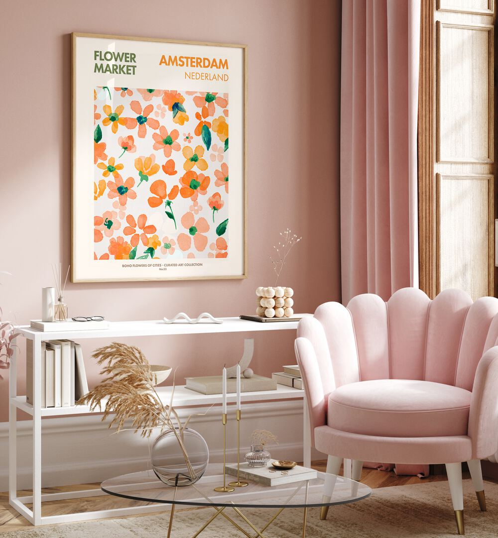 Bright and colorful AMSTERDAM, FLORAL FLOWER PAINTINGS by Emel Tunaboylu, perfect for adding charm to any space.