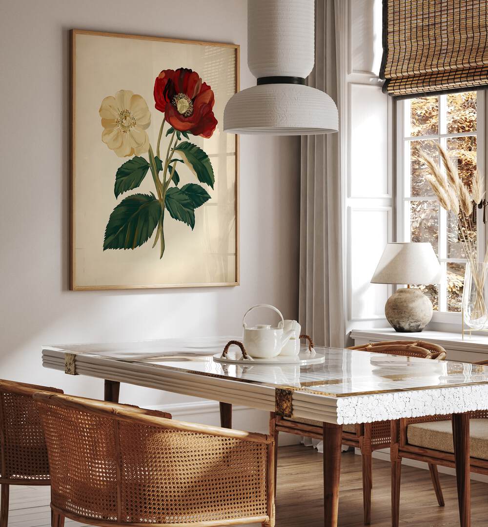 Elegant 18TH CENTURY BOTANICAL, FLORAL FLOWER PAINTINGS showcased in a stylish home setting, perfect for decor lovers.