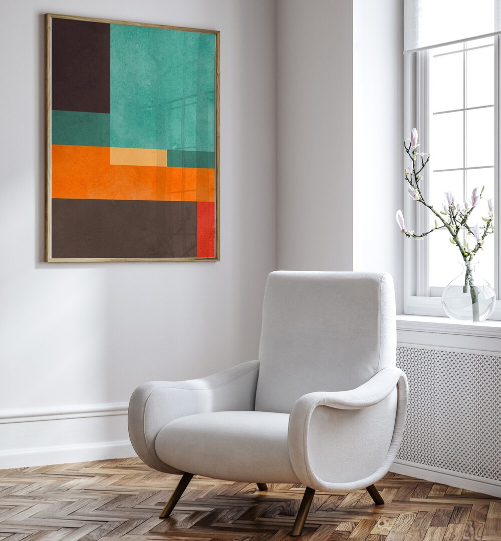 Vibrant COLORFUL COMPOSITION IV, GEOMETRIC ART PRINTS enhance modern interiors with striking shapes and colors.