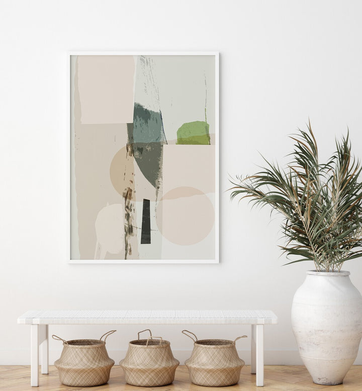 Enhance your decor with ABSTRACT NEUTRAL, ABSTRACT PAINTINGS featuring soothing beige and green tones.