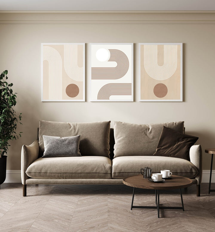 ETHEREAL CURVES SET , SET OF 3 PAINTINGS