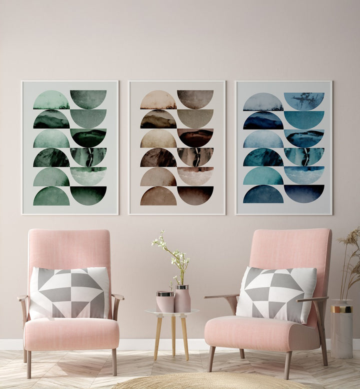 SYMMETRICAL VISIONS SET , SET OF 3 PAINTINGS