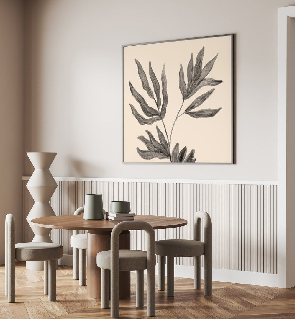 Stylish room featuring BOTANICAL ABSTRACT III, FLORAL FLOWER PAINTINGS, enhancing modern decor with natural elegance.