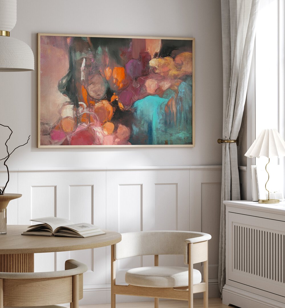 Colorful abstract artwork titled "A PIECE OF MY HEART , ABSTRACT PAINTINGS," perfect for enhancing any space.