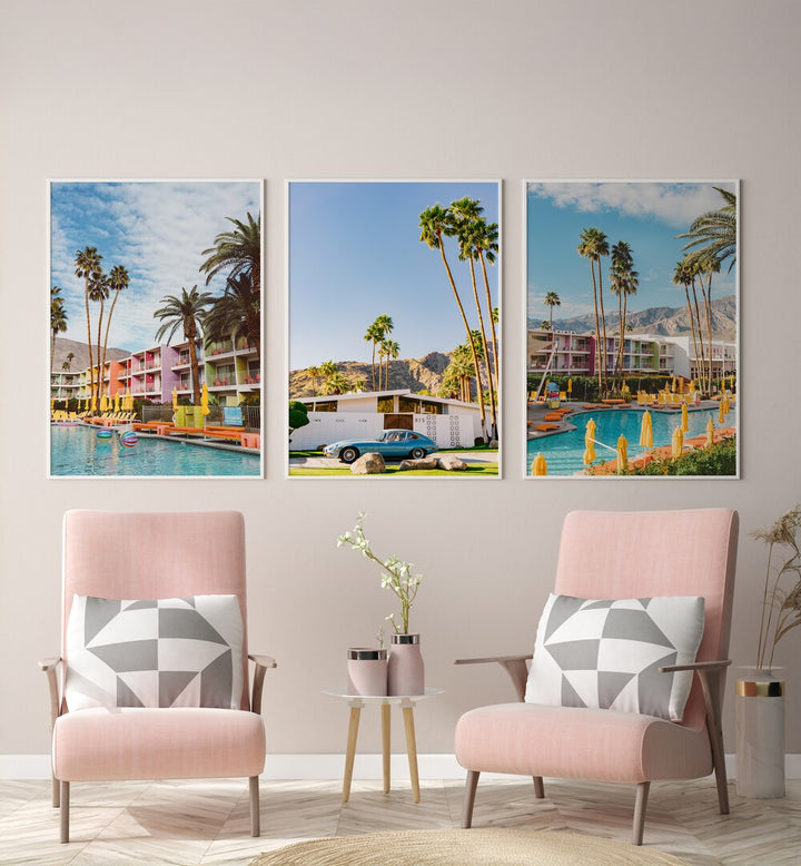 PALM SPRINGS PARADISE SET, SET OF 3 PAINTINGS