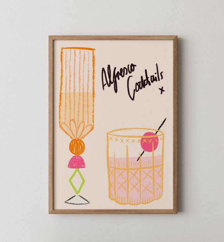 Colorful artwork featuring cheerful cocktails from the EVERYDAY WHIMSY GALLERY WALL, perfect for lively GALLERY WALLS.