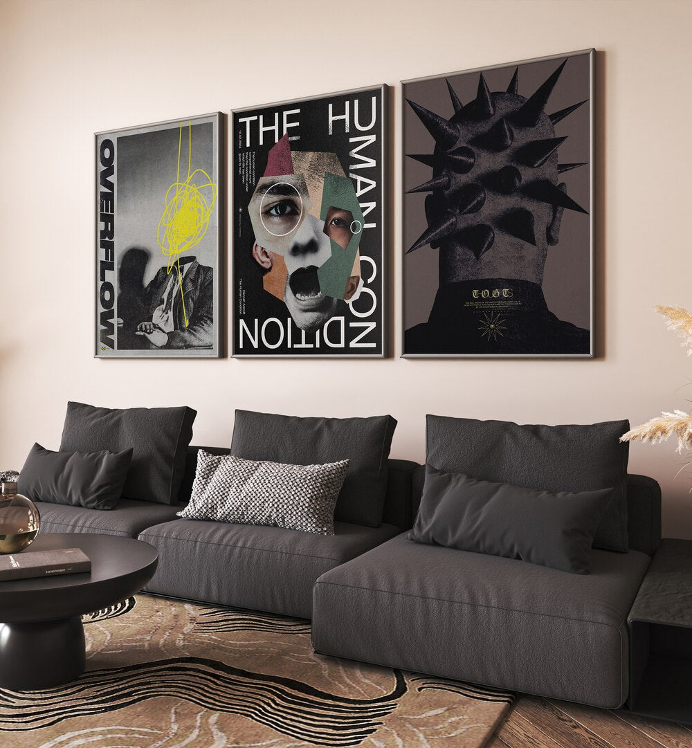 FRAGMENTS OF THE MIND SET , SET OF 3 PAINTINGS