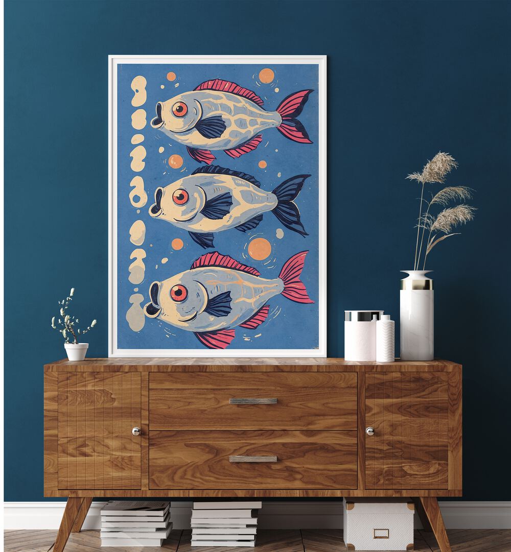 Vibrant OCEANIC LIFE - FISHES II, BEACH PAINTINGS showcasing colorful fish art, perfect for beach-themed decor.
