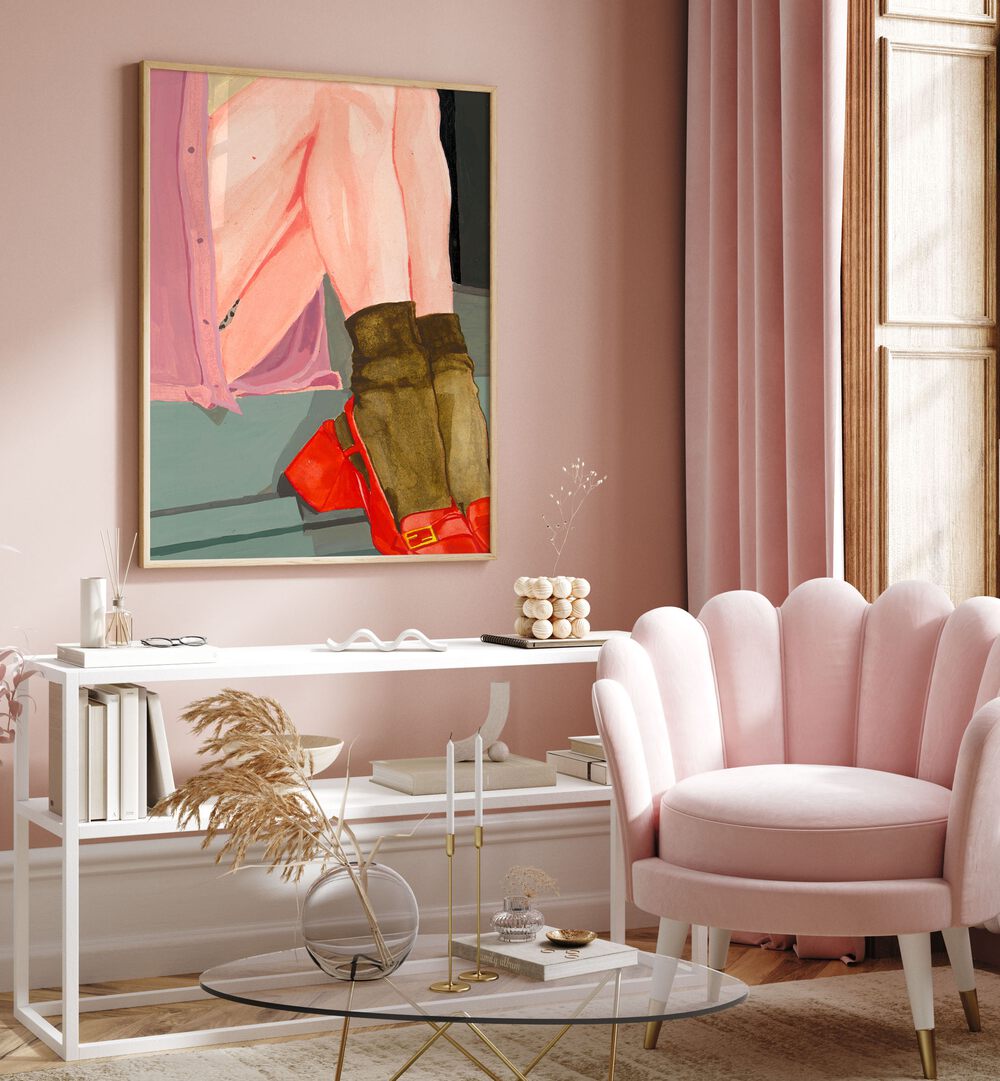 Elegant interior featuring THE WAITING GIRL, FASHION POSTERS, enhancing the space with charm and artistry.