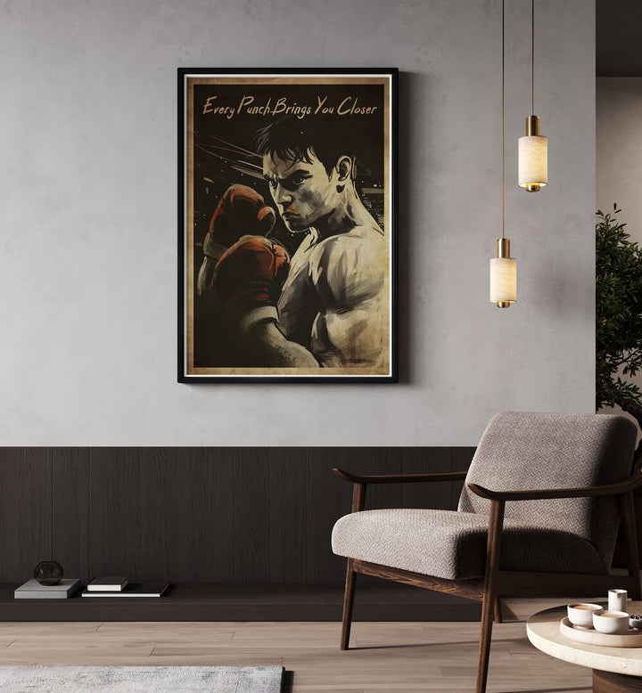 Decorate your space with 'Every Punch Brings You Closer, Quotes' poster, inspiring your boxing journey and training.