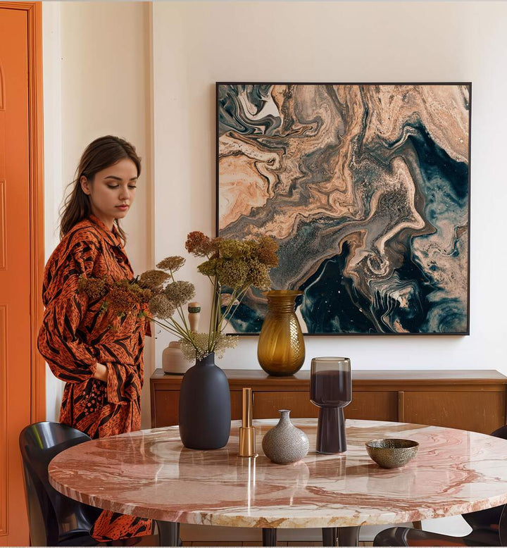 Transform your space with MARBLE EFFECT III, ABSTRACT PAINTINGS, showcasing elegance in a stunning interior setting.