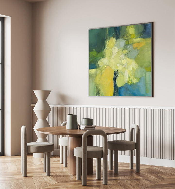 Elegant OLIVE DREAMS, ABSTRACT PAINTINGS adds a serene touch to modern interiors, enhancing any stylish space.