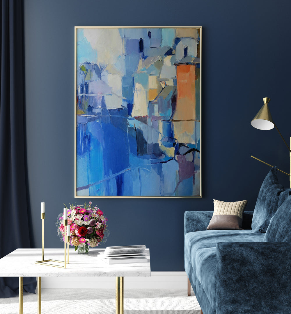 Vibrant ORANGE FORTRESS, ABSTRACT PAINTINGS elevating modern interiors with color and style, perfect for any space.