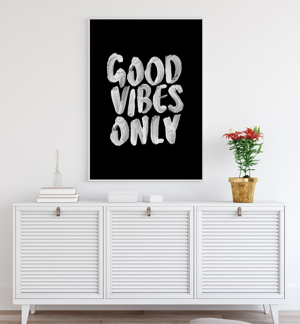 Transform your space with the "GOOD VIBES ONLY III, QUOTES" poster by Brett Wilson, spreading positivity effortlessly.