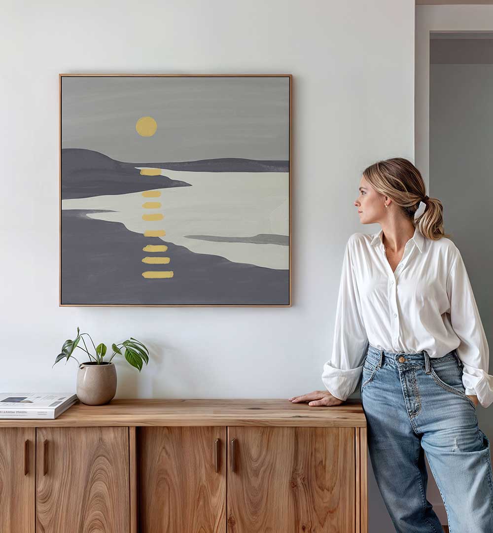 SUNSET OVER TRANQUIL LAKE , LANDSCAPE PAINTINGS