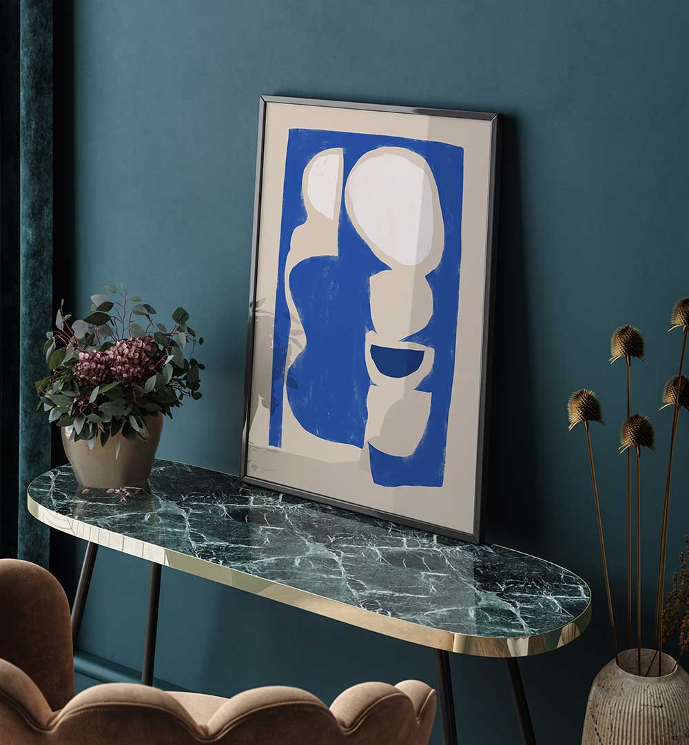 ORGANIC SHAPE CUT OUT IN BLUE , ABSTRACT PAINTINGS
