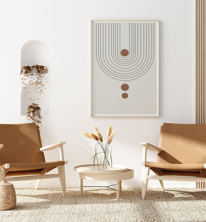 Stylish living room featuring ARCH II, BOHO ART PAINTINGS by The Miuus Studio, enhancing modern decor beautifully.