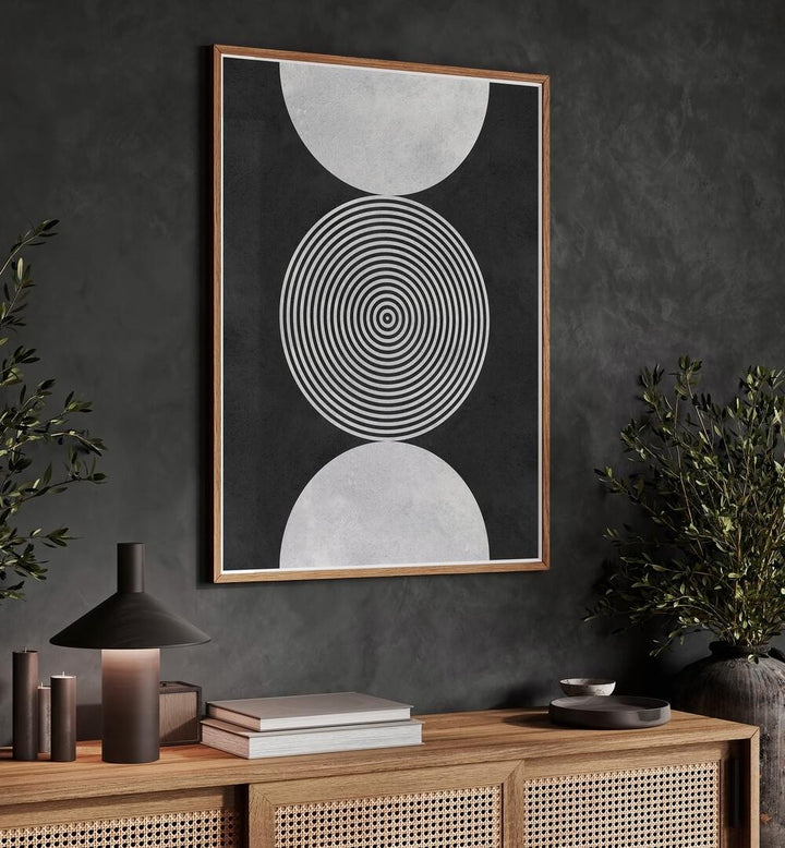 Captivating BLACK BACKGROUND VII, GEOMETRIC ART PRINTS featuring colorful circles, perfect for modern decor.