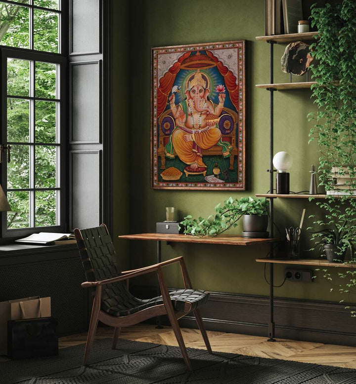 SHRI GANESHA II , INDIAN ART PAINTINGS