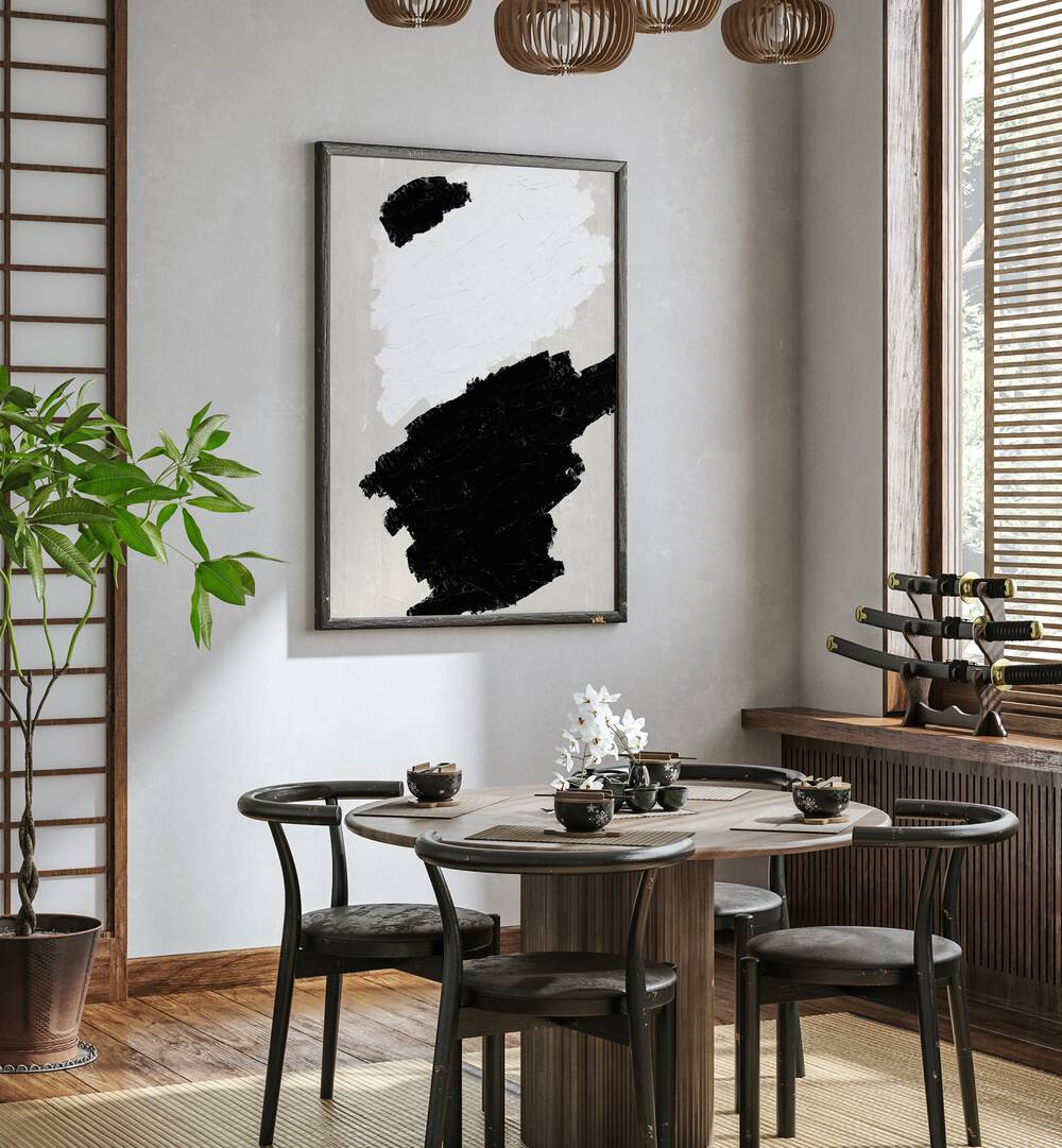 Stylish Rustic Organic Oil Painting, an exquisite abstract painting from The Miuus Studio, enhances modern interiors.