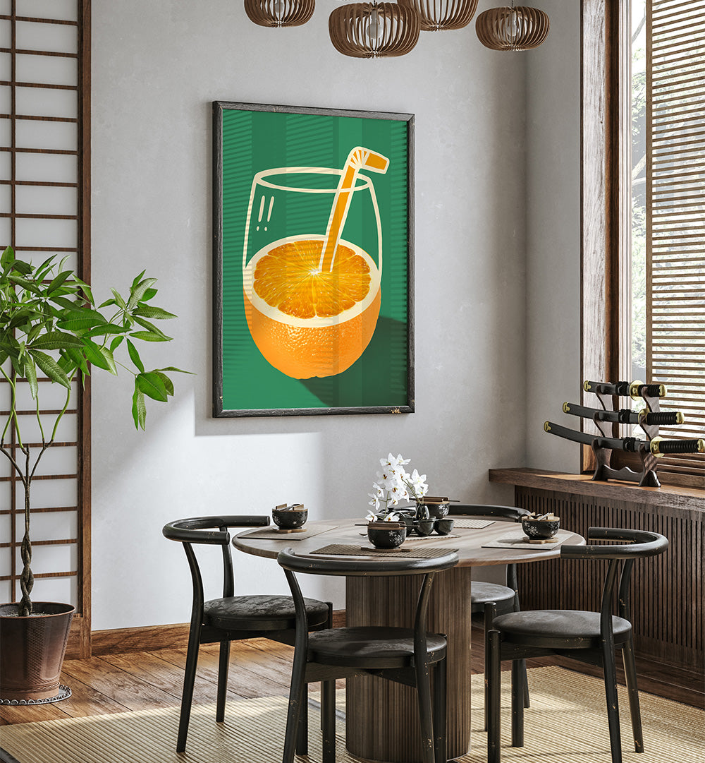 VIBRANT ORANGE CLEVERLY ILLUSTRATED , BAR & CAFE ART