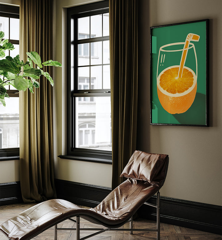 VIBRANT ORANGE CLEVERLY ILLUSTRATED , BAR & CAFE ART