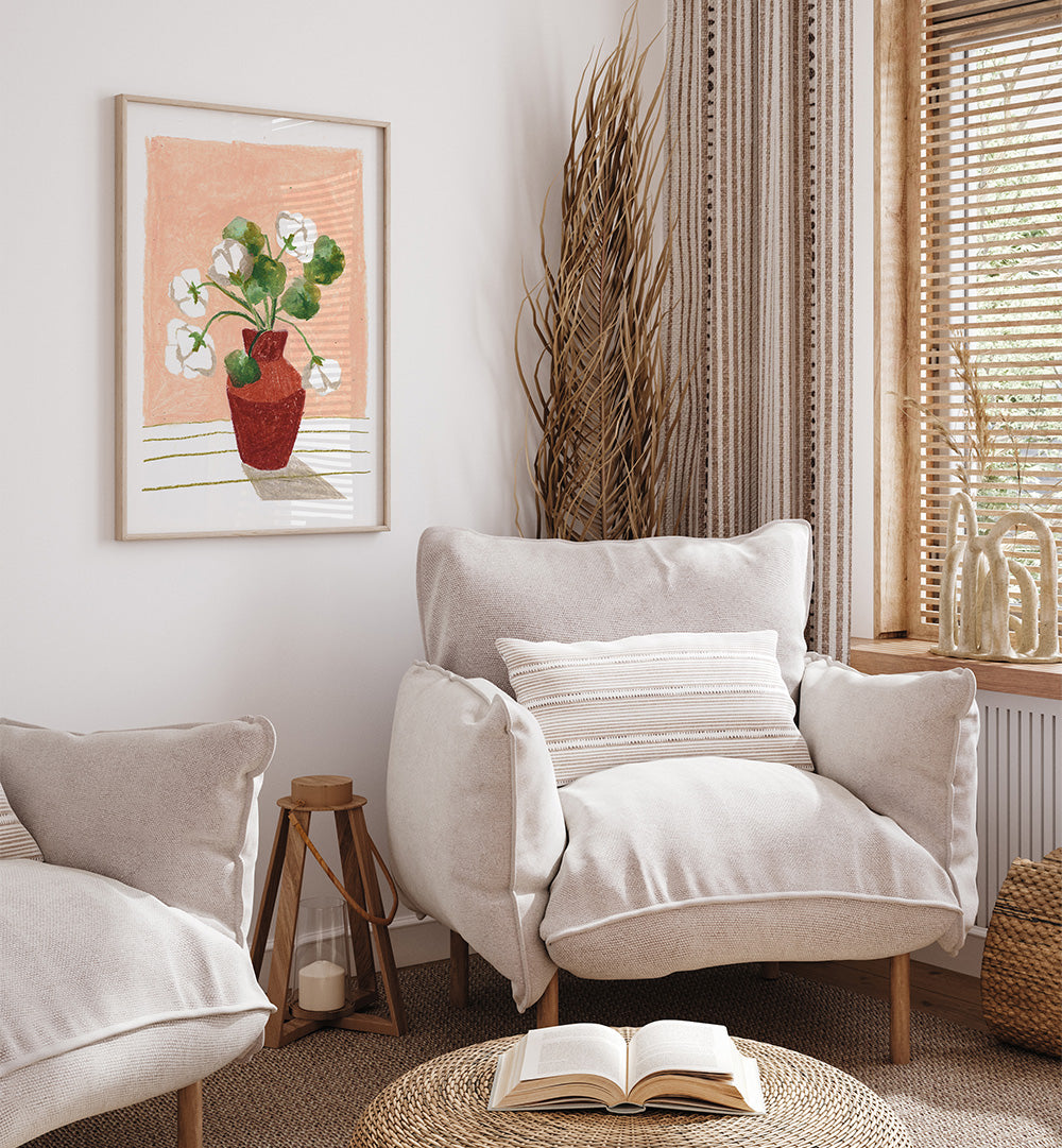 CLAY VASE I , FLORAL FLOWER PAINTINGS