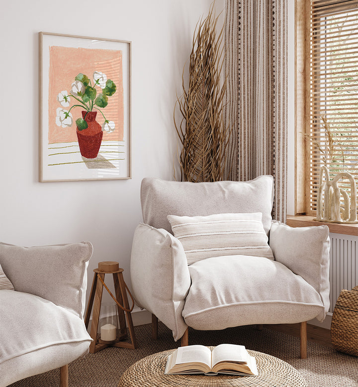 CLAY VASE I , FLORAL FLOWER PAINTINGS