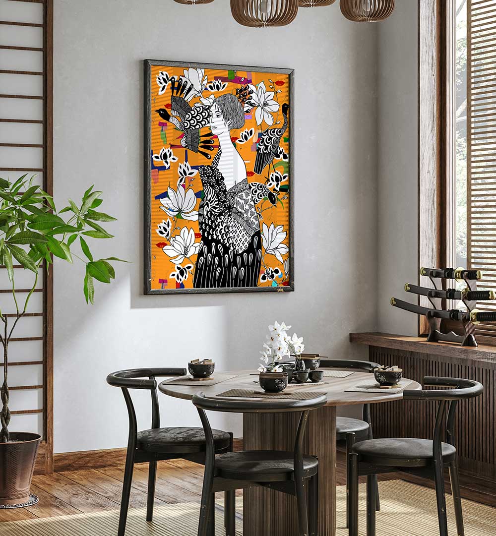 DAME MIT FÄCHER , PORTRAITS & FIGURATIVE ILLUSTRATIONS