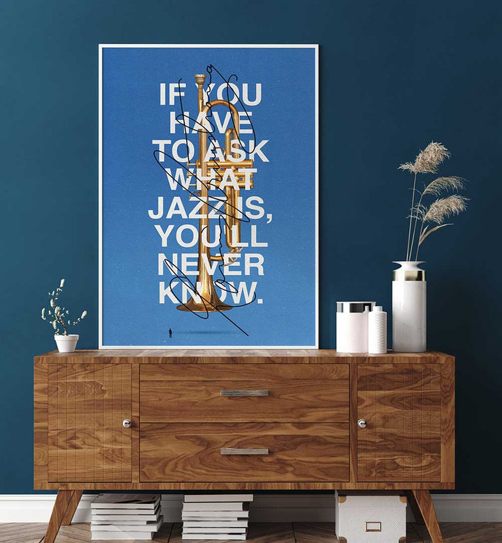 Bright LOUIS, MUSIC POSTERS featuring a trumpet and jazz quote, perfect for music lovers and stylish decor.
